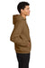Jerzees H12M Mens Rugged Hooded Sweatshirt Hoodie w/ Pouch Pocket Golden Pecan Brown Model Side