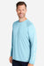 Huk H12L009 Mens LoPro Pursuit Long Sleeve Crewneck T-Shirt Island Paradise Blue Model Side