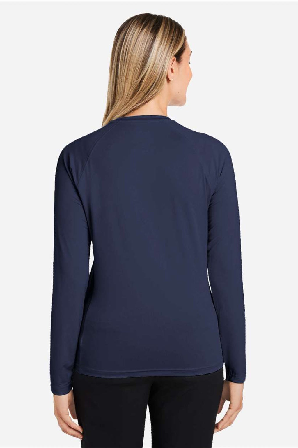Huk H612L04 Womens LoPro Pursuit Long Sleeve Crewneck T-Shirt Naval Academy Blue Model Back