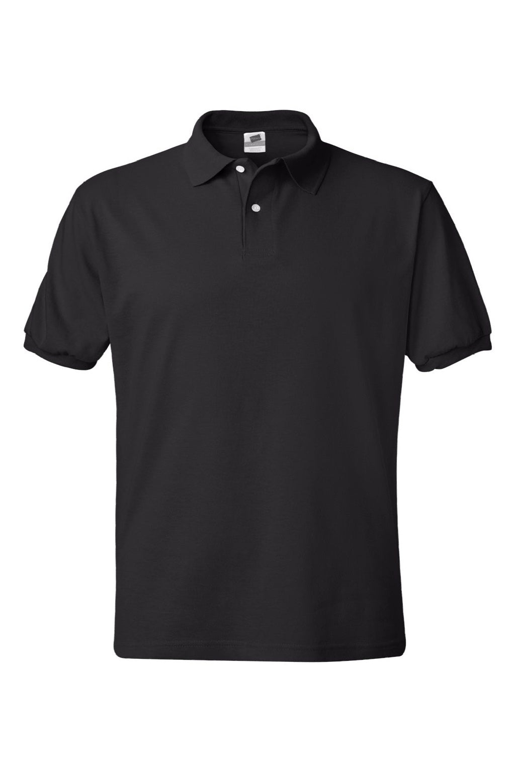 Hanes 054X Mens EcoSmart Short Sleeve Polo Shirt Black Flat Front