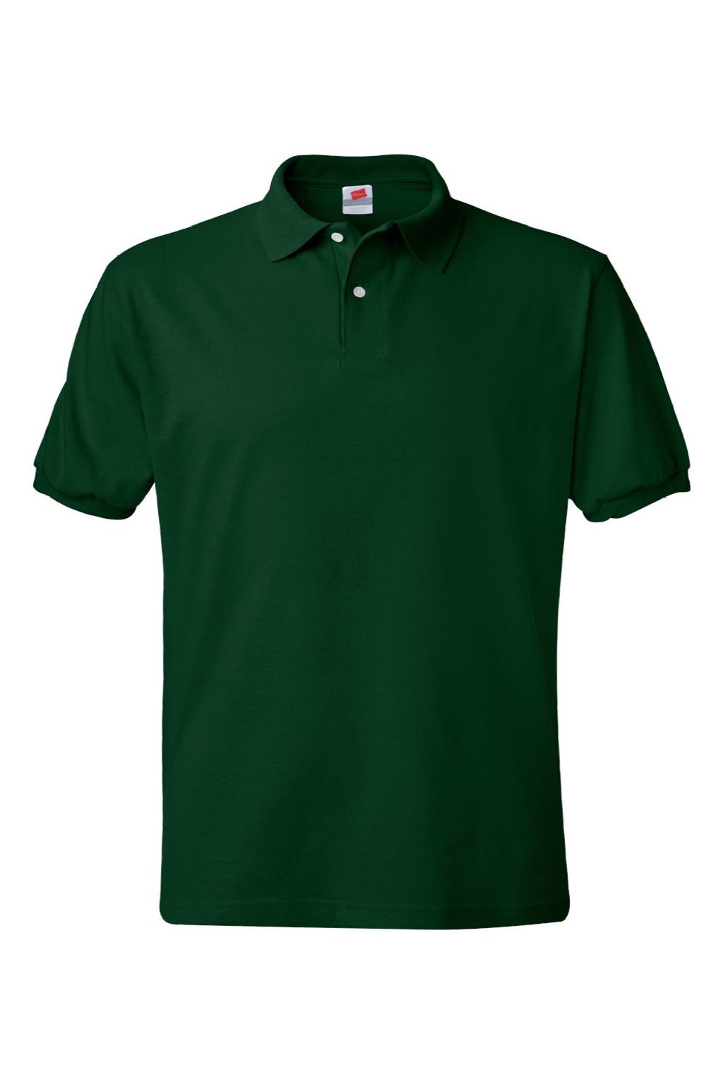 Hanes 054X Mens EcoSmart Short Sleeve Polo Shirt Deep Forest Green Flat Front
