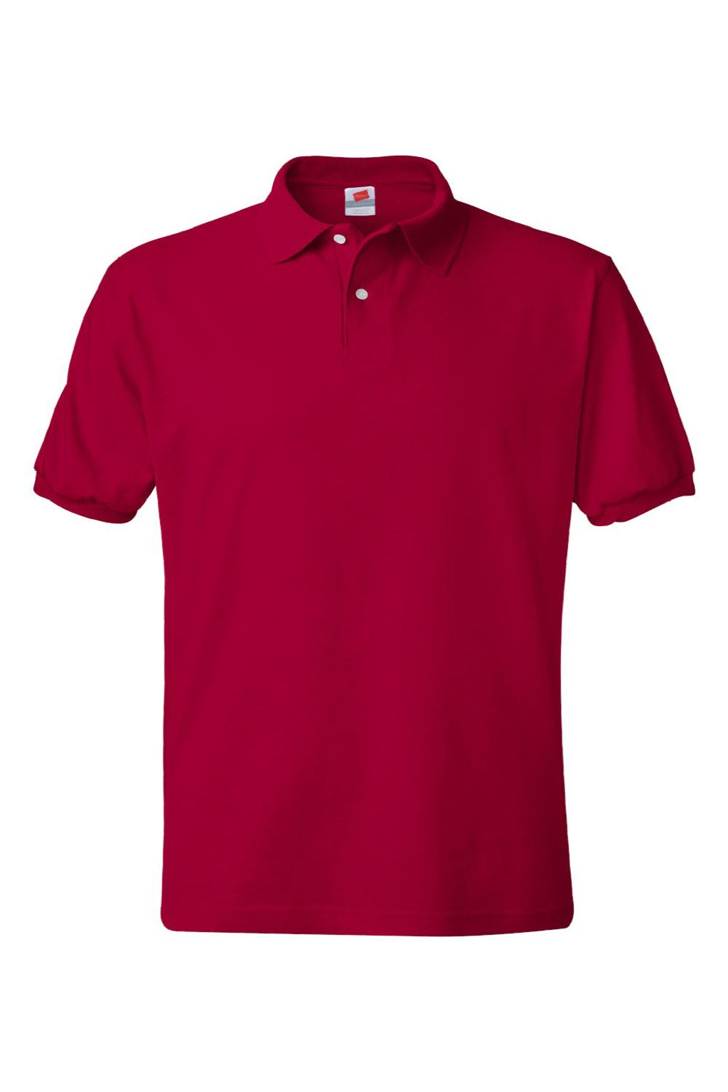 Hanes 054X Mens EcoSmart Short Sleeve Polo Shirt Deep Red Flat Front