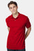 Hanes 054X Mens EcoSmart Short Sleeve Polo Shirt Deep Red Model Front