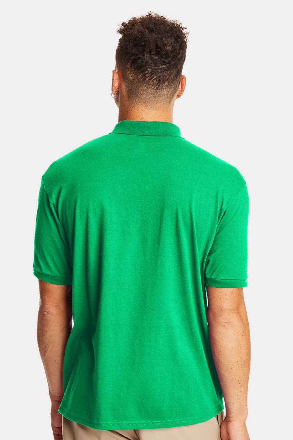 Hanes 054X Mens EcoSmart Short Sleeve Polo Shirt Kelly Green Model Back