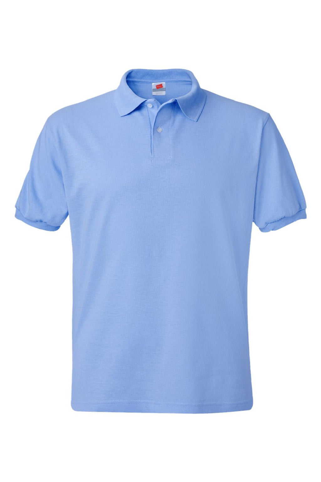 Hanes 054X Mens EcoSmart Short Sleeve Polo Shirt Light Blue Flat Front