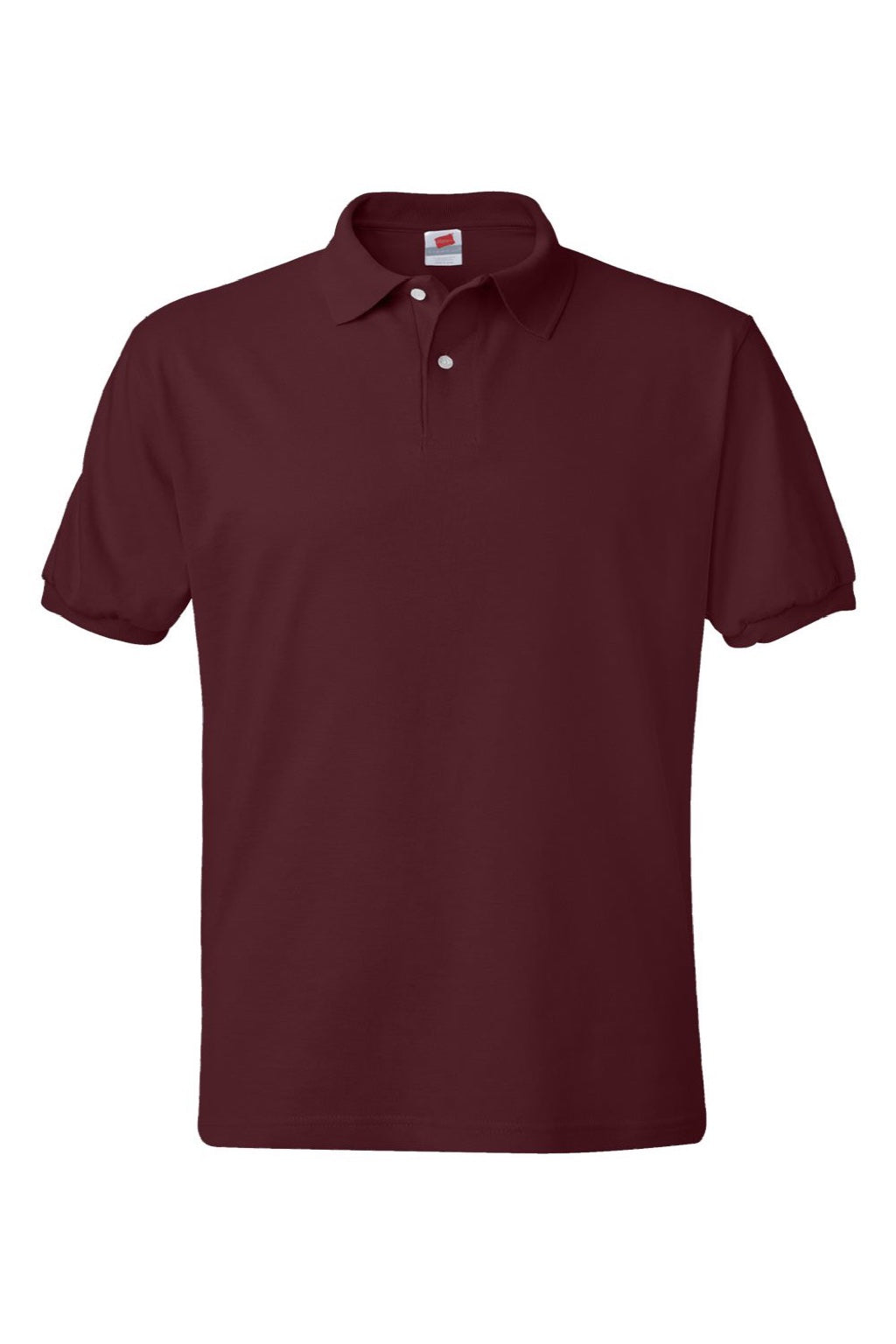 Hanes 054X Mens EcoSmart Short Sleeve Polo Shirt Maroon Flat Front