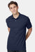 Hanes 054X Mens EcoSmart Short Sleeve Polo Shirt Navy Blue Model Front