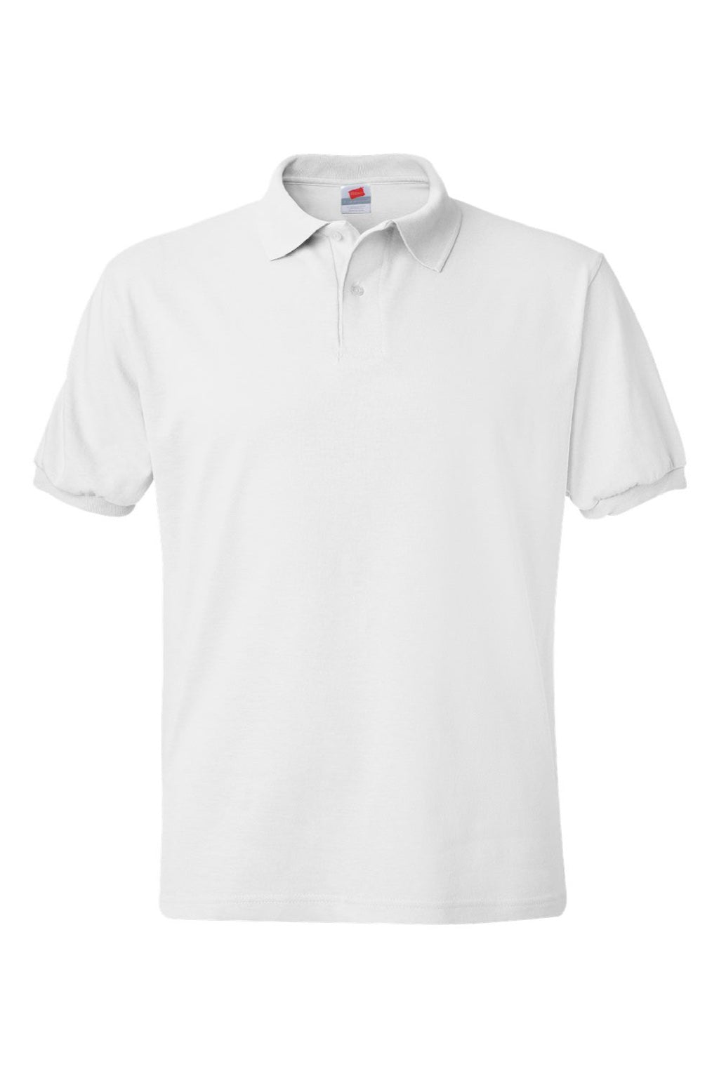 Hanes 054X Mens EcoSmart Short Sleeve Polo Shirt White Flat Front