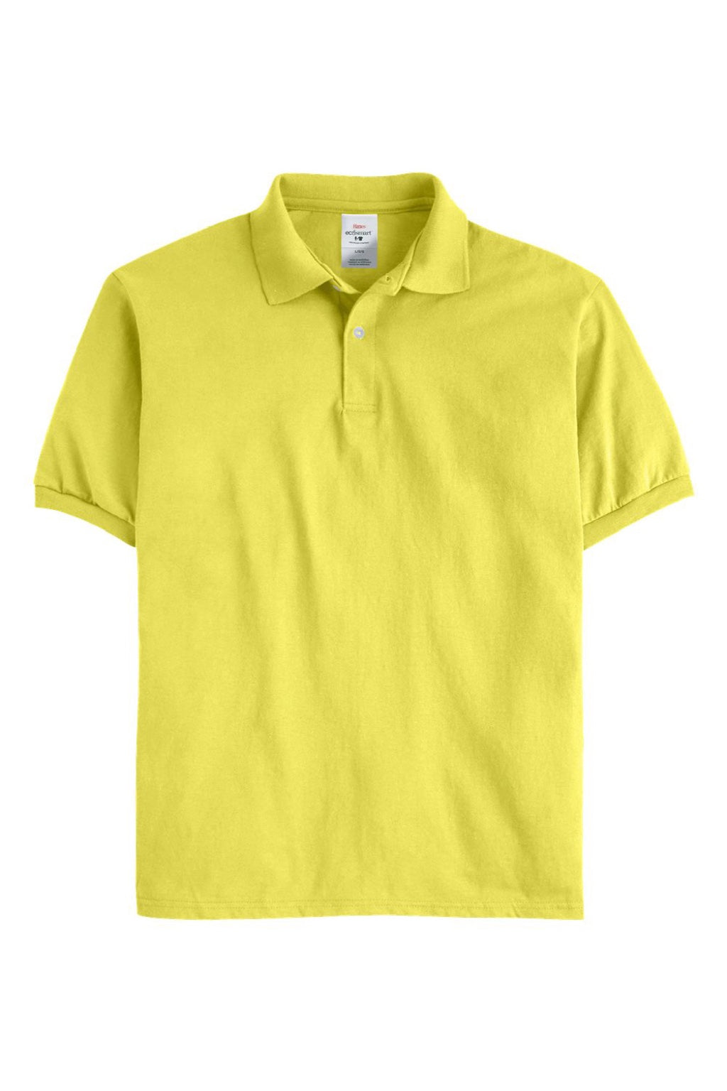 Hanes 054X Mens EcoSmart Short Sleeve Polo Shirt Yellow Flat Front