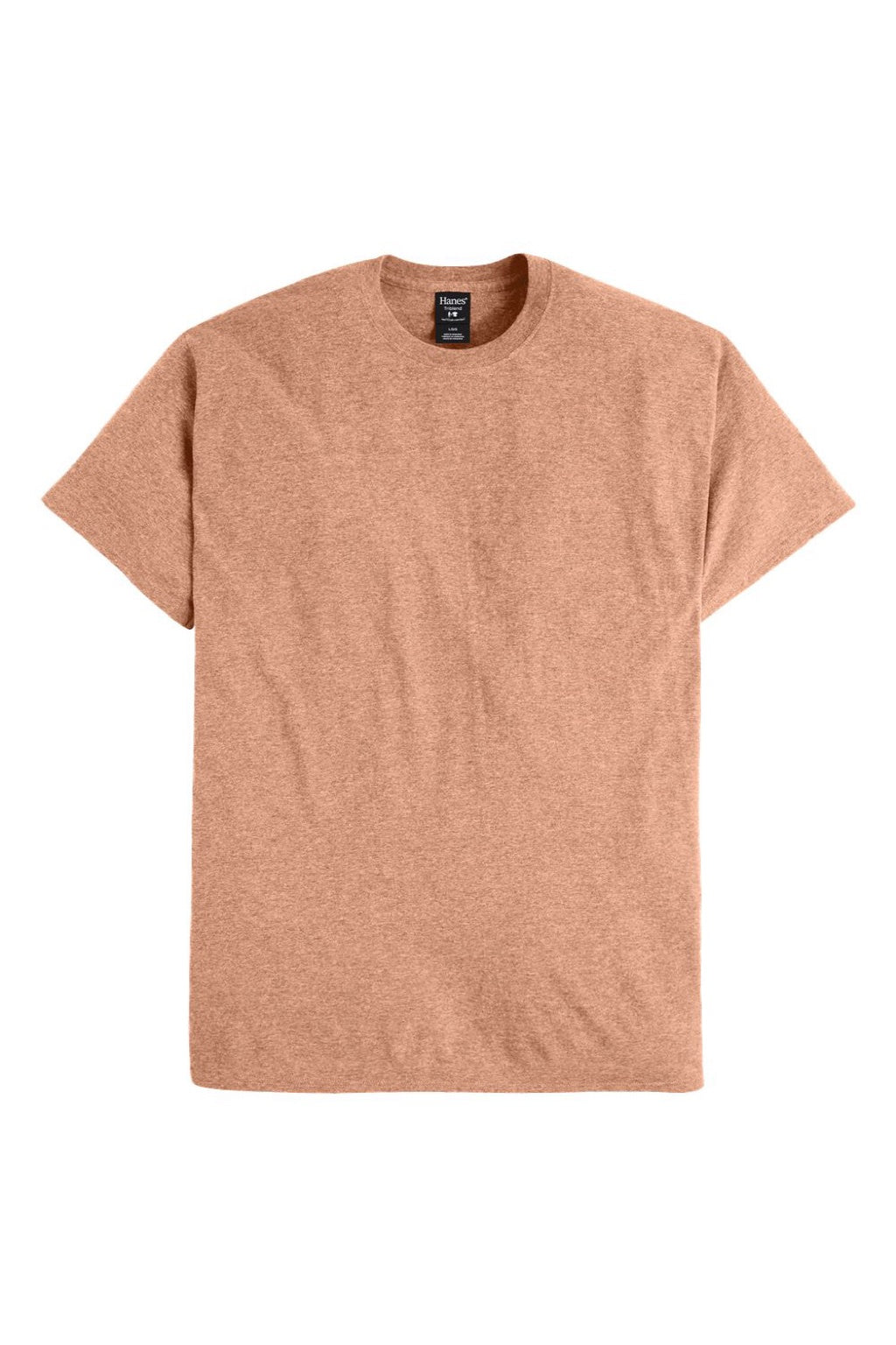 Hanes 42TB Mens Perfect-T Moisture Wicking Short Sleeve Crewneck T-Shirt Heather Cantaloupe Orange Flat Front