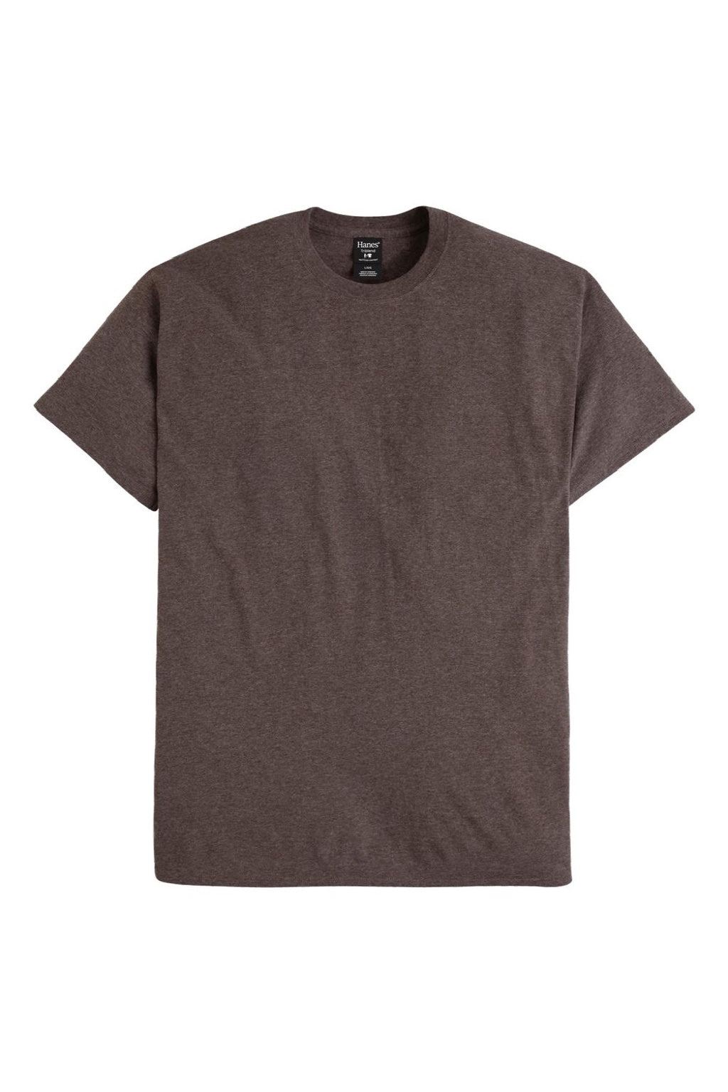 Hanes 42TB Mens Perfect-T Moisture Wicking Short Sleeve Crewneck T-Shirt Heather Dark Chocolate Brown Flat Front