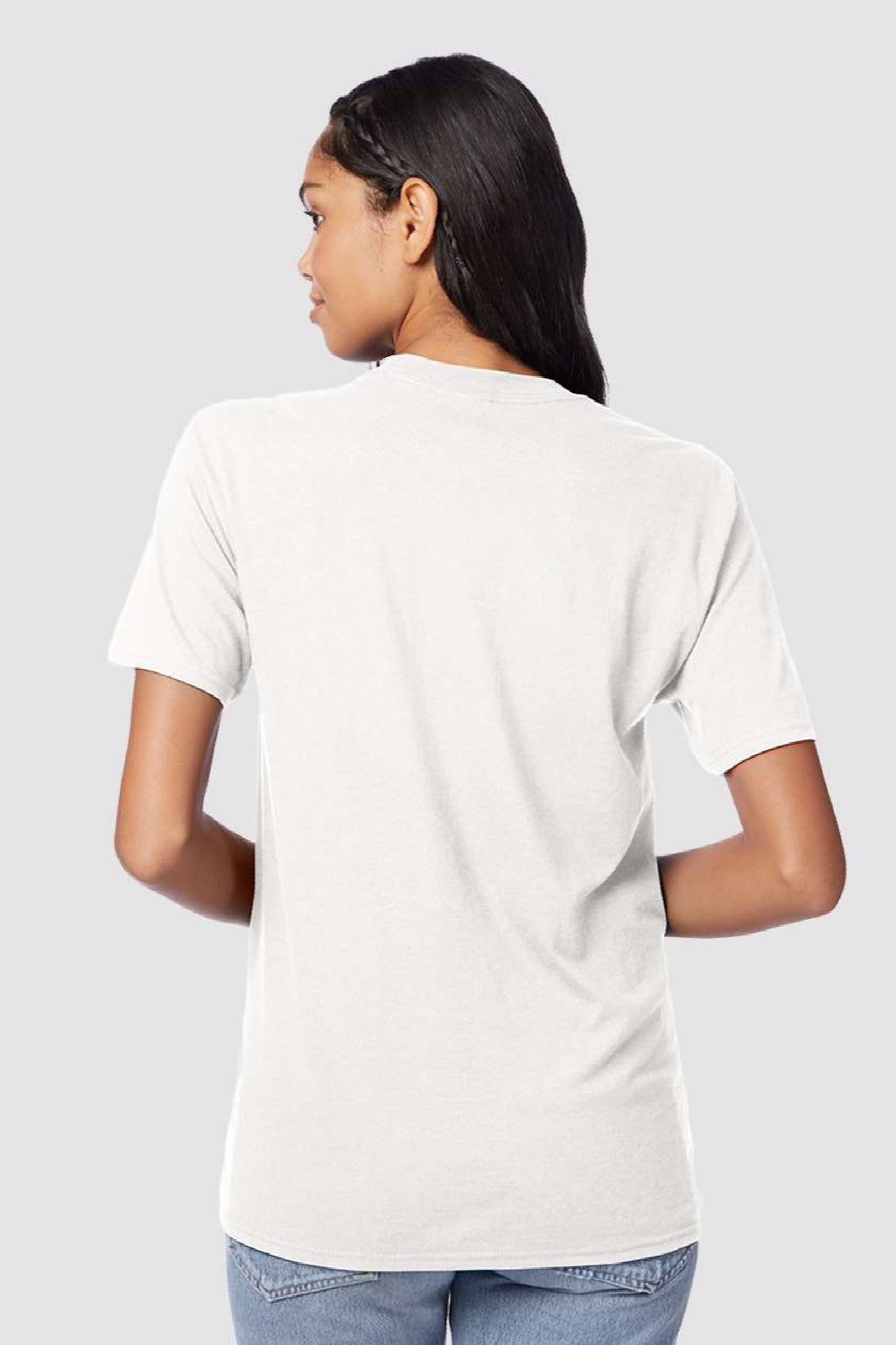 Hanes 42TB Mens Perfect-T Moisture Wicking Short Sleeve Crewneck T-Shirt Eco White Model Back