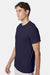 Hanes 42TB Mens Perfect-T Moisture Wicking Short Sleeve Crewneck T-Shirt Navy Blue Model Side