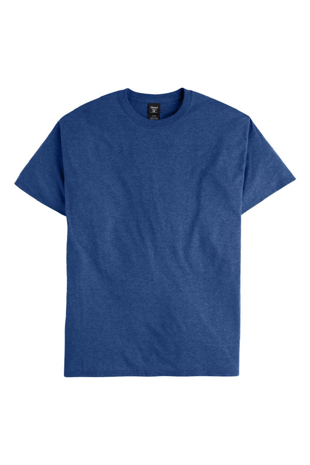 Hanes 42TB Mens Perfect-T Moisture Wicking Short Sleeve Crewneck T-Shirt Heather Regal Navy Blue Flat Front