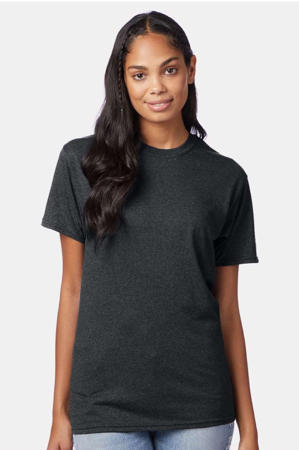 Hanes 42TB Mens Perfect-T Moisture Wicking Short Sleeve Crewneck T-Shirt Slate Grey Model Front