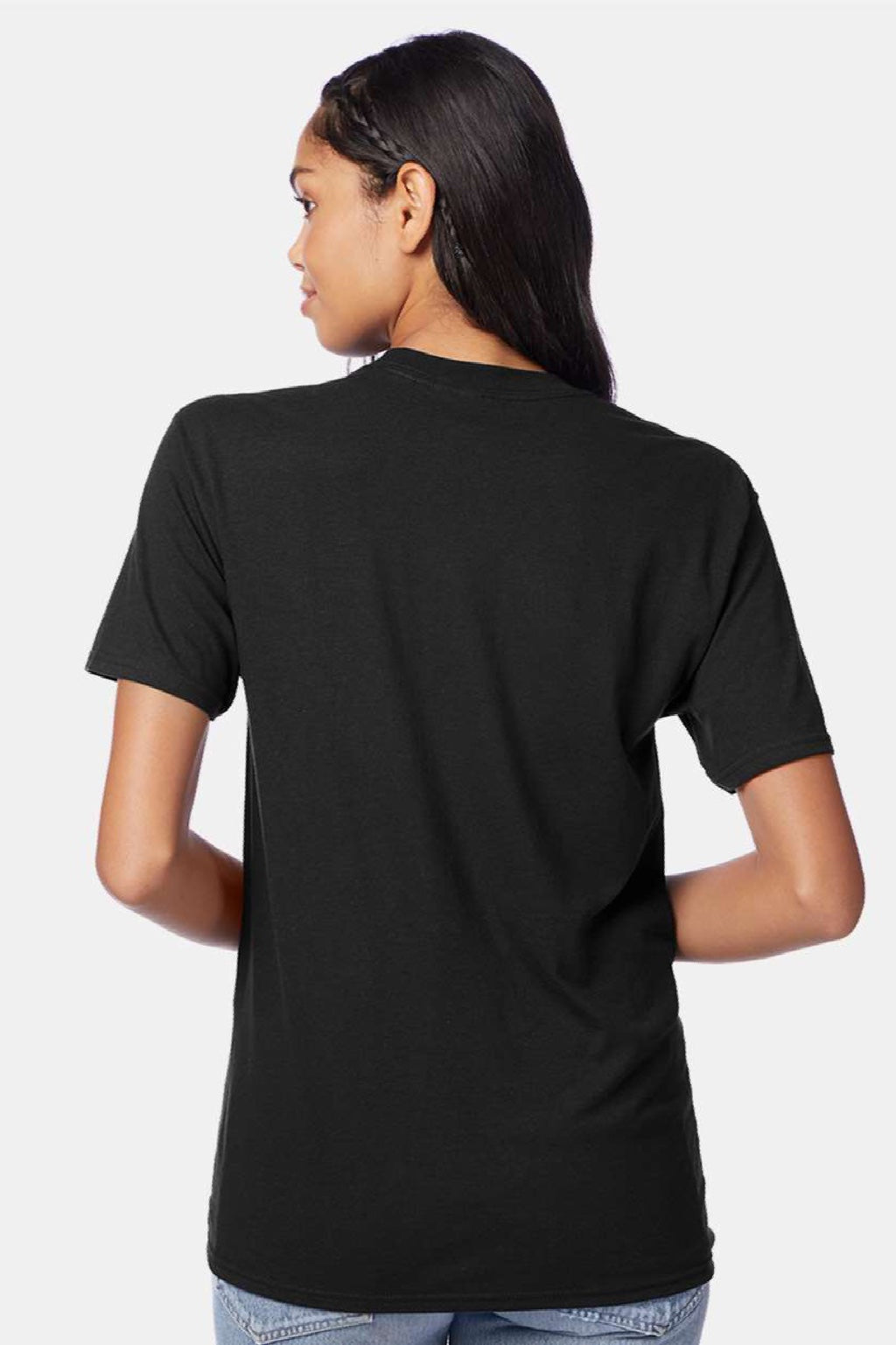 Hanes 42TB Mens Perfect-T Moisture Wicking Short Sleeve Crewneck T-Shirt Black Model Back