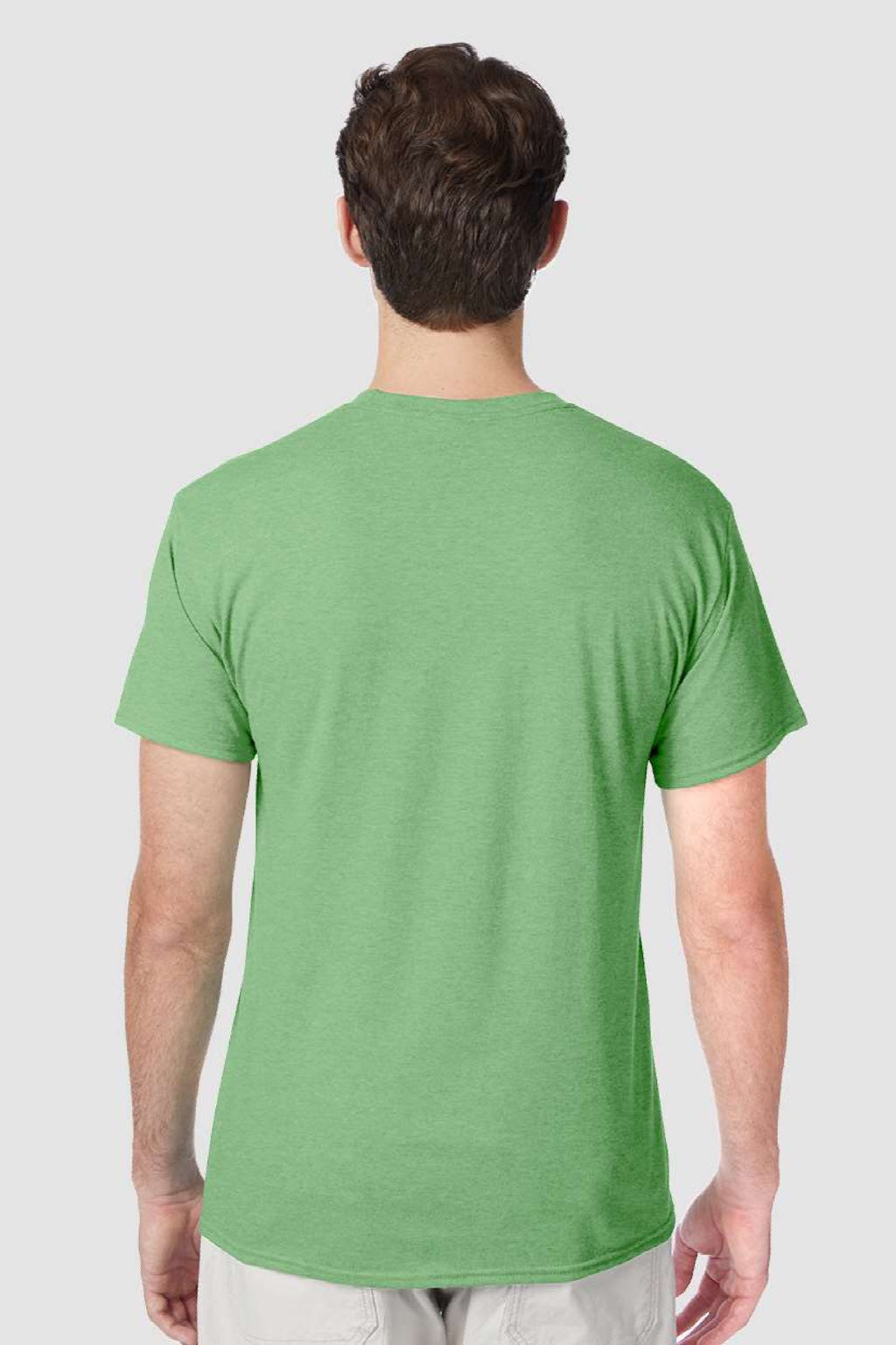 Hanes 42TB Mens Perfect-T Moisture Wicking Short Sleeve Crewneck T-Shirt Heather True Green Model Back