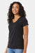 Hanes 42VT Womens Perfect-T Moisture Wicking Short Sleeve V-Neck T-Shirt Solid Black Model Side