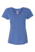 Hanes 42VT Womens Perfect-T Moisture Wicking Short Sleeve V-Neck T-Shirt Royal Blue Flat Front