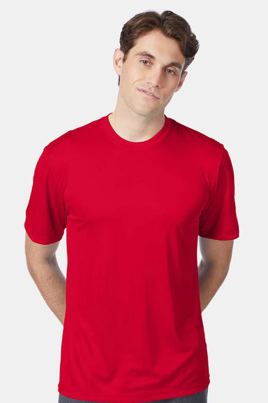 Hanes 4820 Mens Cool DRI Moisture Wicking Short Sleeve Crewneck T-Shirt Deep Red Model Front