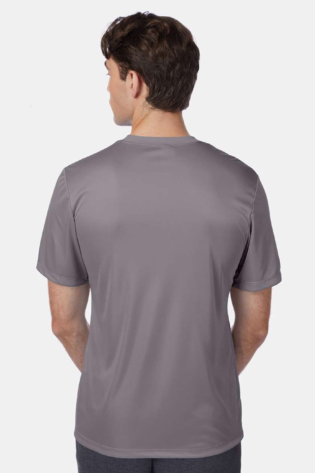 Hanes 4820 Mens Cool DRI Moisture Wicking Short Sleeve Crewneck T-Shirt Graphite Grey Model Back
