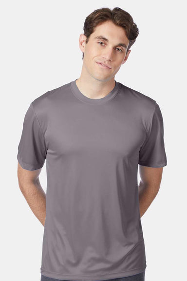 Hanes 4820 Mens Cool DRI Moisture Wicking Short Sleeve Crewneck T-Shirt Graphite Grey Model Front
