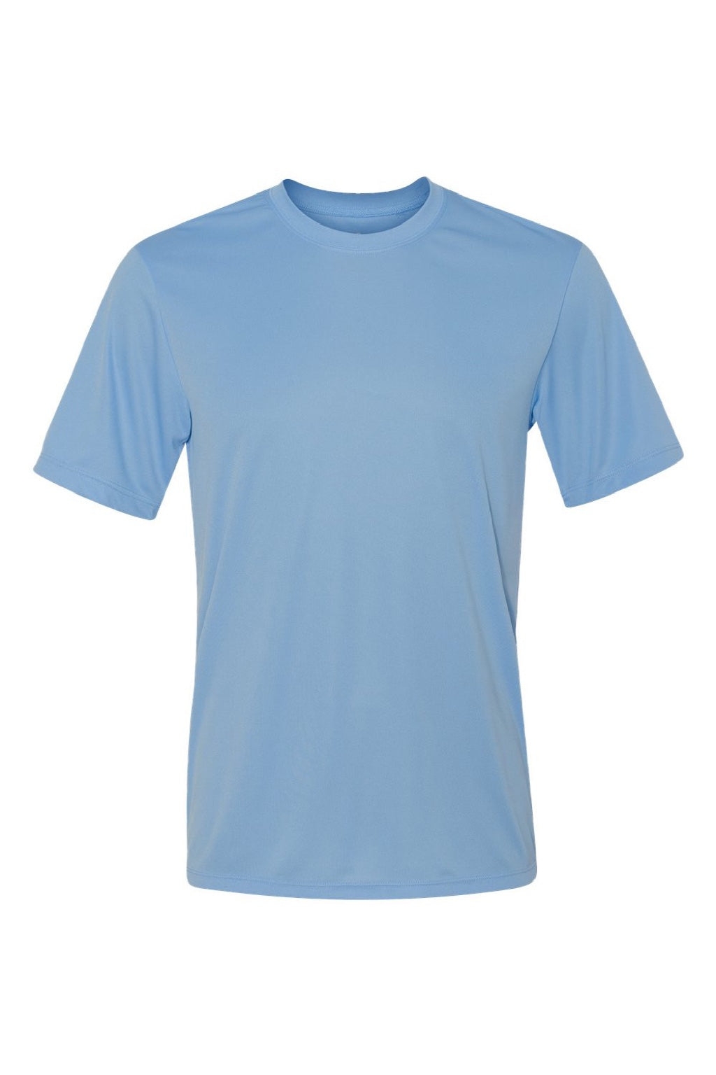 Hanes 4820 Mens Cool DRI Moisture Wicking Short Sleeve Crewneck T-Shirt Light Blue Flat Front