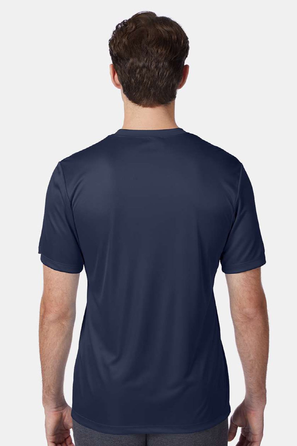 Hanes 4820 Mens Cool DRI Moisture Wicking Short Sleeve Crewneck T-Shirt Navy Blue Model Back