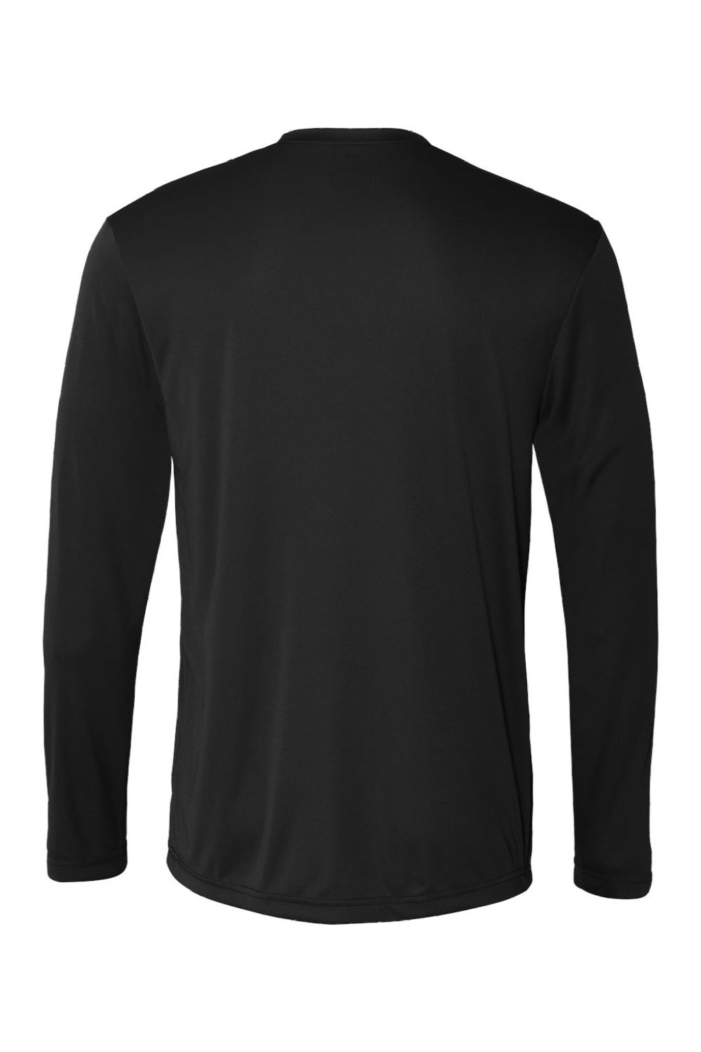 Hanes 482L Mens Cool DRI Moisture Wicking Long Sleeve Crewneck T-Shirt Black Flat Back