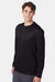 Hanes 482L Mens Cool DRI Moisture Wicking Long Sleeve Crewneck T-Shirt Black Model Side