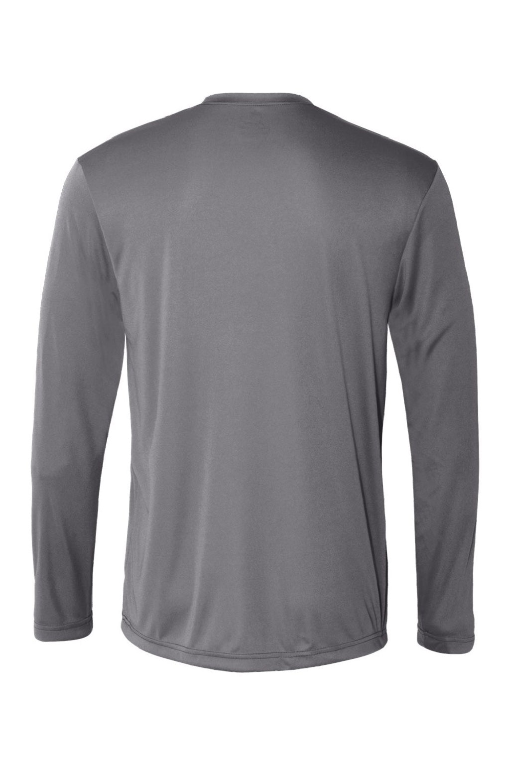 Hanes 482L Mens Cool DRI Moisture Wicking Long Sleeve Crewneck T-Shirt Graphite Grey Flat Back