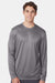 Hanes 482L Mens Cool DRI Moisture Wicking Long Sleeve Crewneck T-Shirt Graphite Grey Model Front