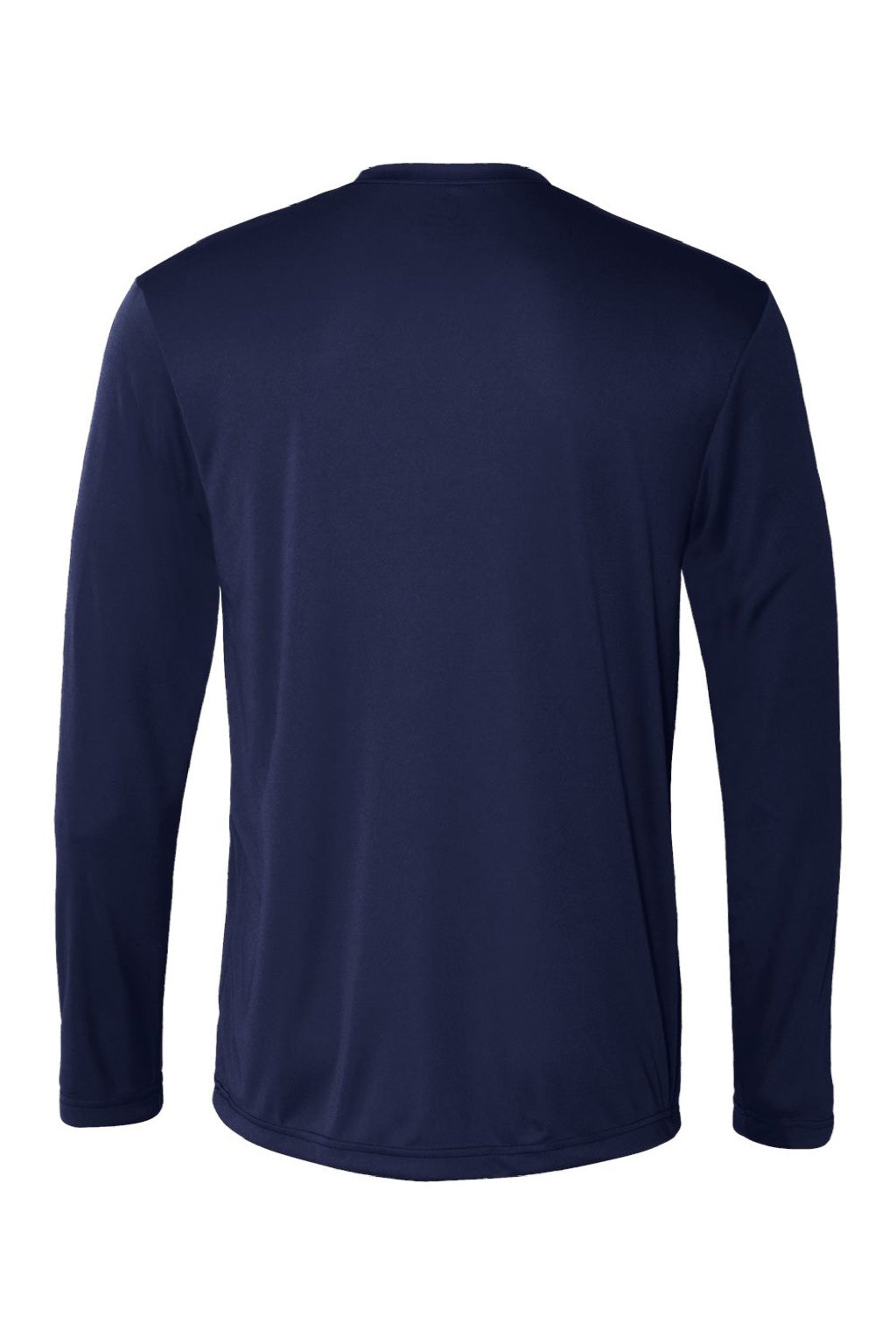 Hanes 482L Mens Cool DRI Moisture Wicking Long Sleeve Crewneck T-Shirt Navy Blue Flat Back