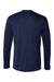 Hanes 482L Mens Cool DRI Moisture Wicking Long Sleeve Crewneck T-Shirt Navy Blue Flat Back