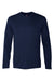 Hanes 482L Mens Cool DRI Moisture Wicking Long Sleeve Crewneck T-Shirt Navy Blue Flat Front