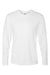 Hanes 482L Mens Cool DRI Moisture Wicking Long Sleeve Crewneck T-Shirt White Flat Front
