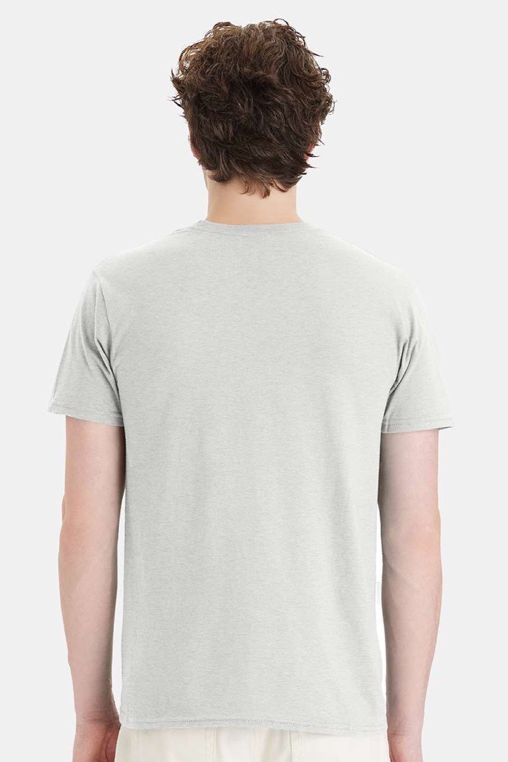 Hanes 4980 Mens Perfect-T Short Sleeve Crewneck T-Shirt Ash Grey Model Back