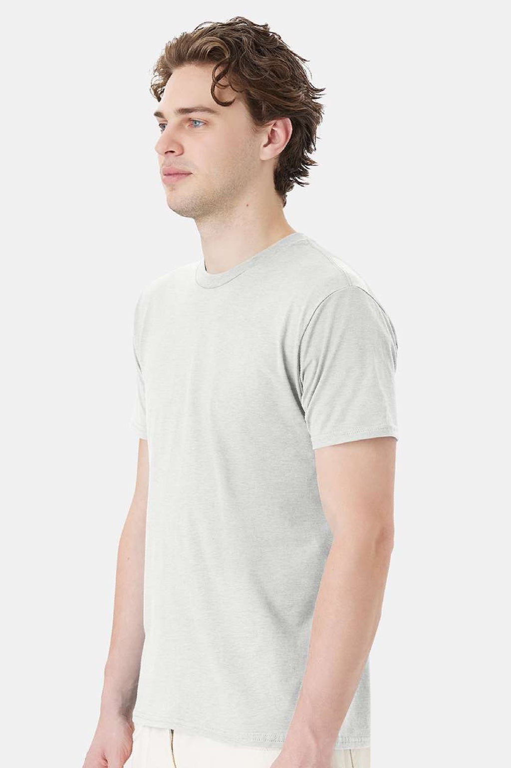 Hanes 4980 Mens Perfect-T Short Sleeve Crewneck T-Shirt Ash Grey Model Side