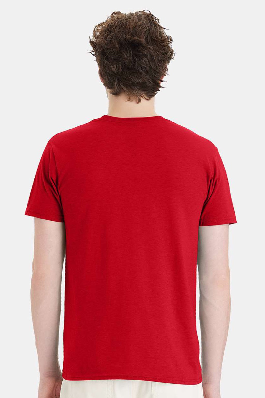 Hanes 4980 Mens Perfect-T Short Sleeve Crewneck T-Shirt Athletic Red Model Back