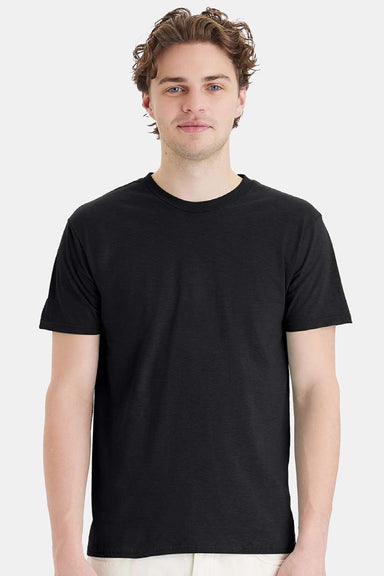 Hanes 4980 Mens Perfect-T Short Sleeve Crewneck T-Shirt Black Model Front