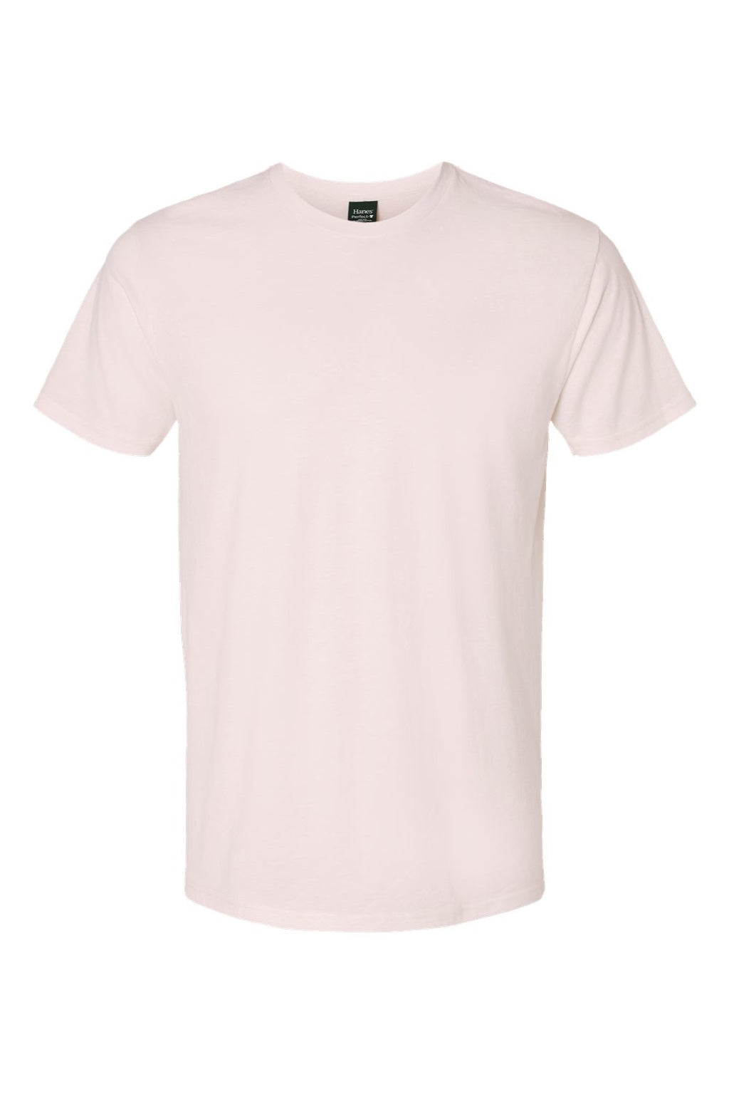 Hanes 4980 Mens Perfect-T Short Sleeve Crewneck T-Shirt Heather Body Blush Pink Flat Front