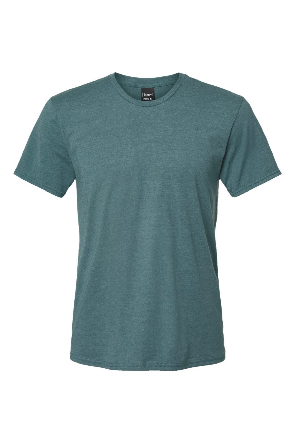Hanes 4980 Mens Perfect-T Short Sleeve Crewneck T-Shirt Heather Cactus Green Flat Front