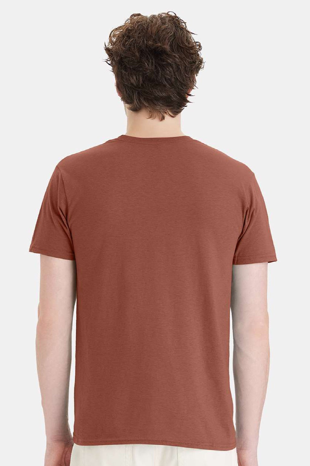 Hanes 4980 Mens Perfect-T Short Sleeve Crewneck T-Shirt Canyon Rock Brown Model Back