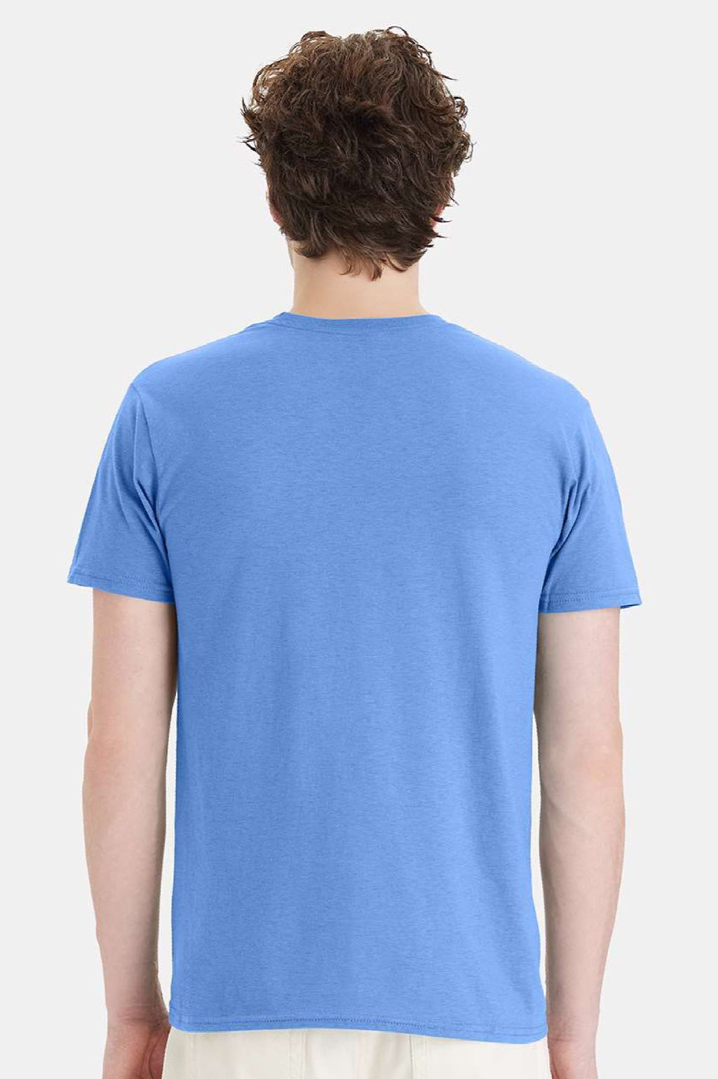 Hanes 4980 Mens Perfect-T Short Sleeve Crewneck T-Shirt Carolina Blue Model Back