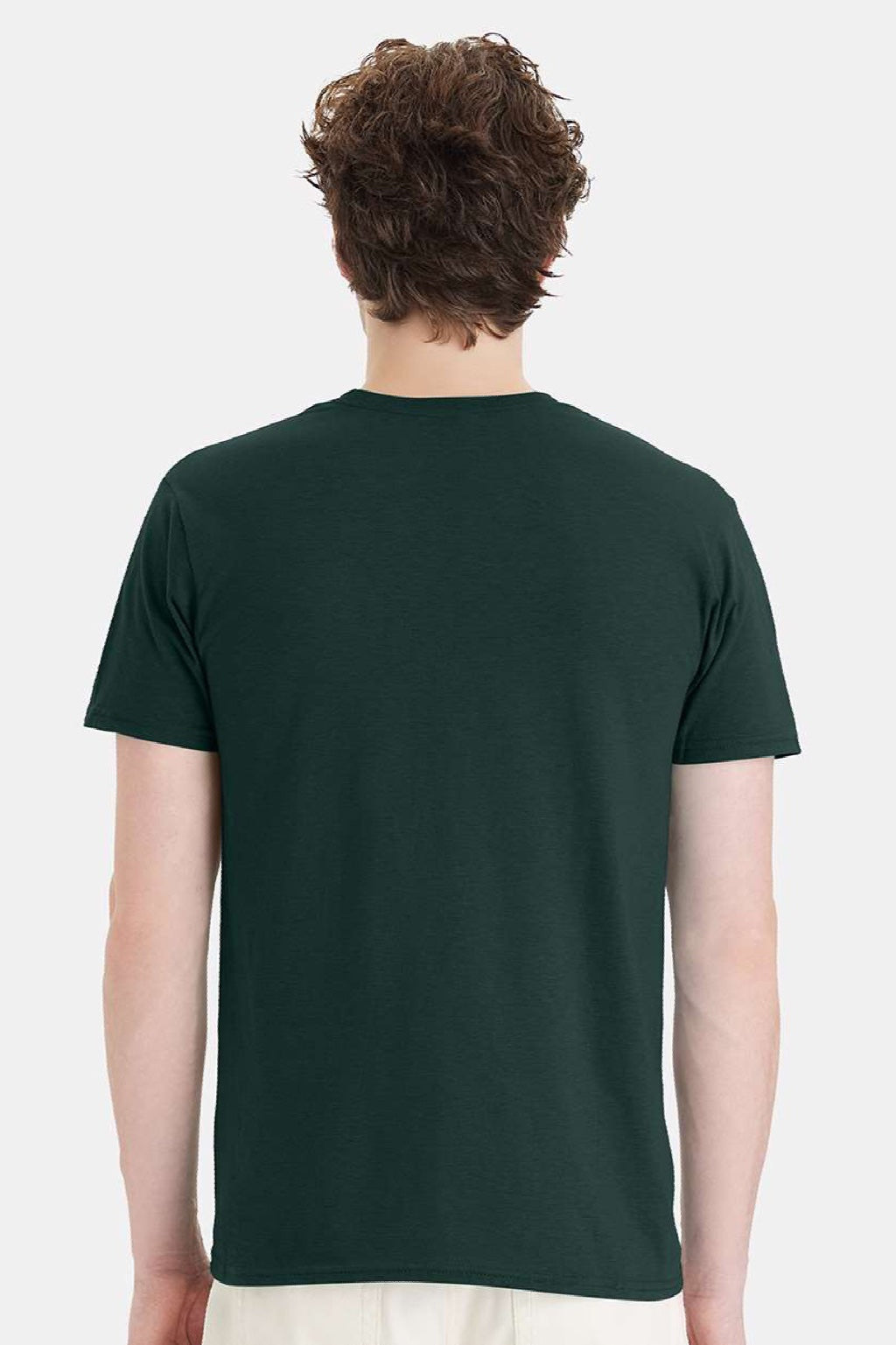 Hanes 4980 Mens Perfect-T Short Sleeve Crewneck T-Shirt Deep Forest Green Model Back