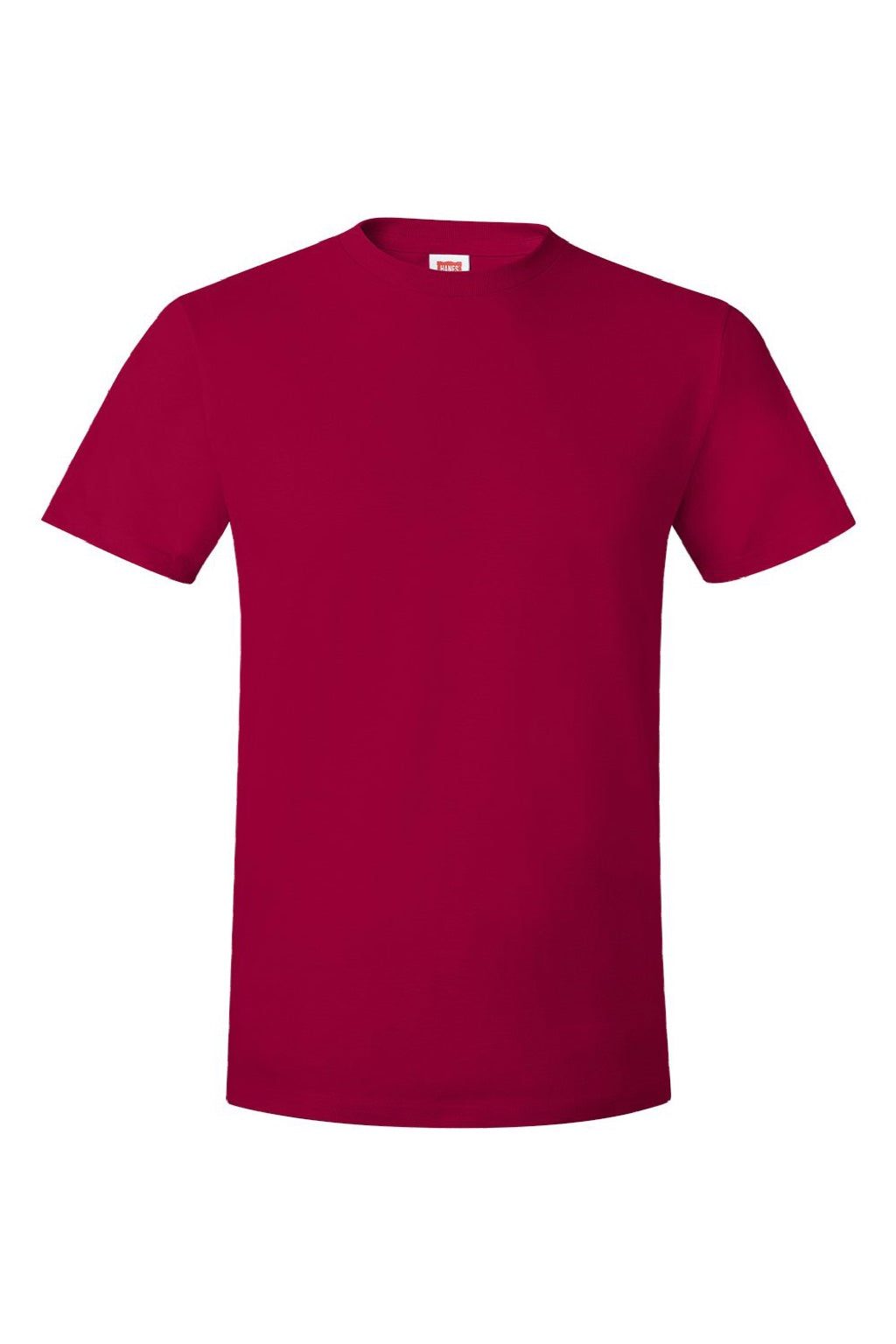 Hanes 4980 Mens Perfect-T Short Sleeve Crewneck T-Shirt Deep Red Flat Front