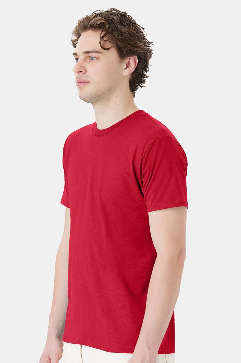 Hanes 4980 Mens Perfect-T Short Sleeve Crewneck T-Shirt Deep Red Model Side