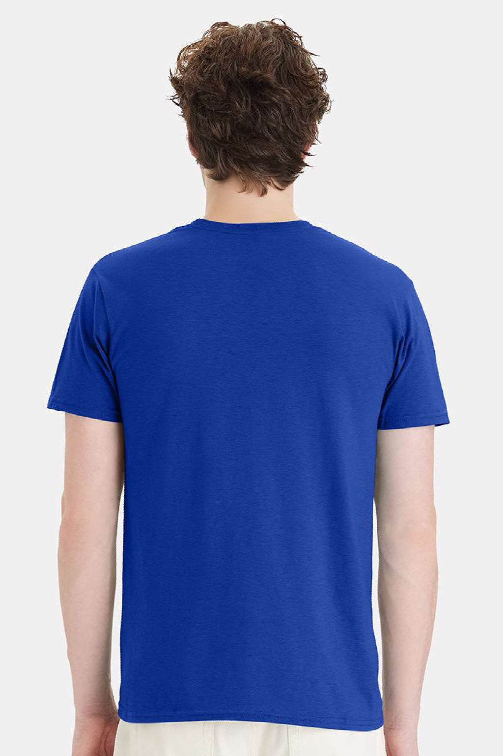 Hanes 4980 Mens Perfect-T Short Sleeve Crewneck T-Shirt Deep Royal Blue Model Back
