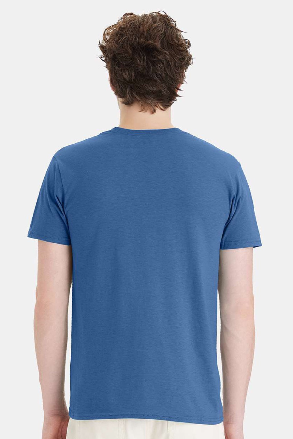 Hanes 4980 Mens Perfect-T Short Sleeve Crewneck T-Shirt Denim Blue Model Back
