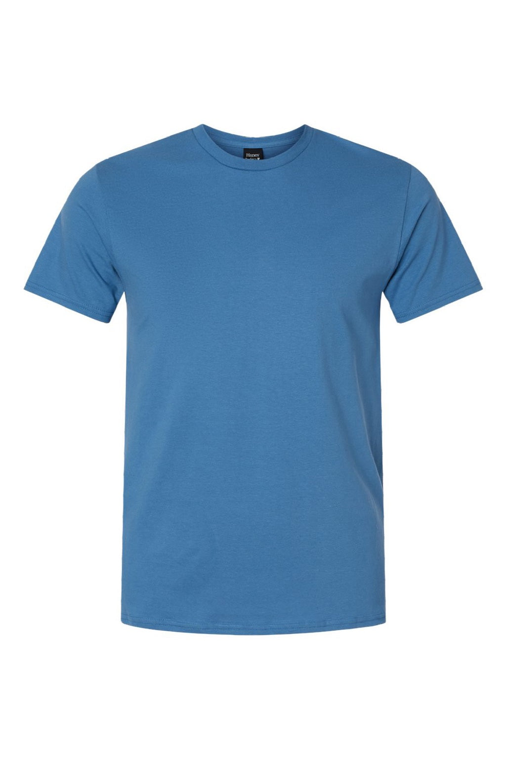 Hanes 4980 Mens Perfect-T Short Sleeve Crewneck T-Shirt Denim Blue Flat Front